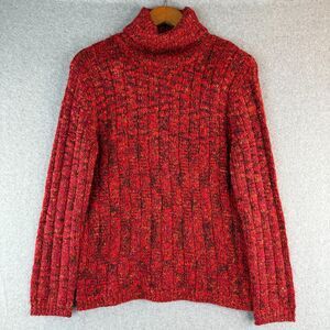 Chico's Burnt Orange Long Sleeve Knit Turtleneck Cottage Cozy Grandma Core Sz 1